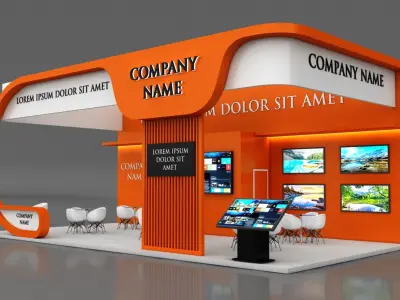 Booth Exhibition Stand Stall 6x12m Height 500 cm 3 Side Open 3D model