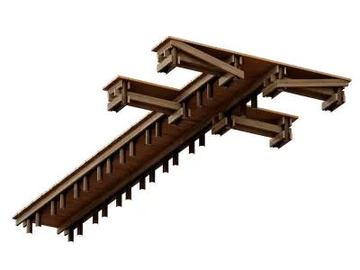 Wooden pier  River pier  Pontoon 3D model