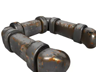 Rusty Industrial Pipe Segment Low-poly 3D model