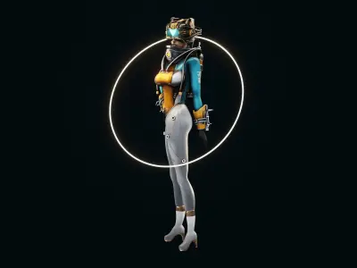 Sci-Fi Scout Girl Low-poly 3D model