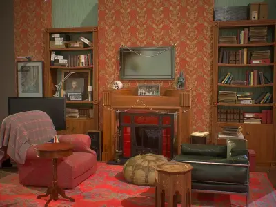Partial living room display Low-poly 3D model