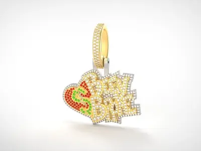 Model 711 Been Broke Heart Diamond Name Pendant 3D print model