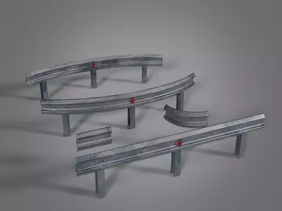 Kit road fence kit Low-poly 3D model Low-poly 3D model