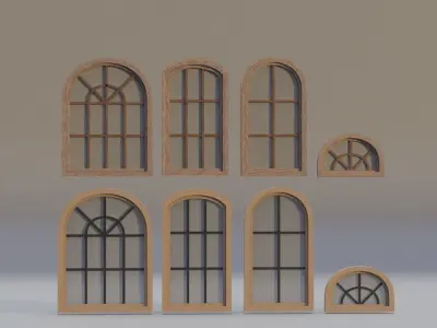 Wooden Windows Multicolor Low-poly 3D model