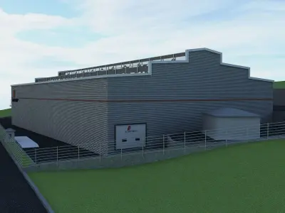 WAREHOUSE 1 industrial building with roof 3D model