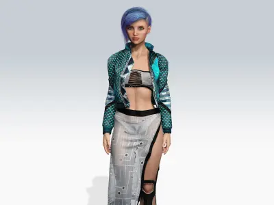 Scifi cyberpunk Girl - Fully Rigged Low-poly 3D model