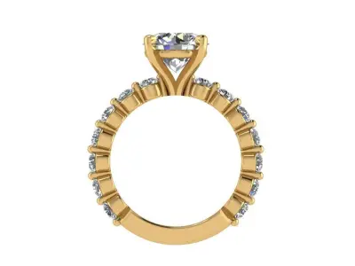 Ring166 round brilliant diamond engagement ring in gold 3D print model
