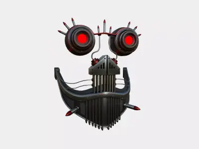 Steampunk Mask A01 Steel Red - SciFi Character Design Low-poly 3D model