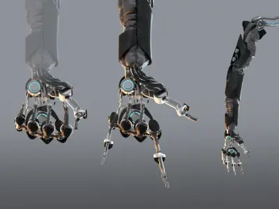 Robotic hand anatomy 04 Low-poly 3D model