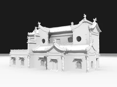 Brick wall structure house Low-poly 3D model