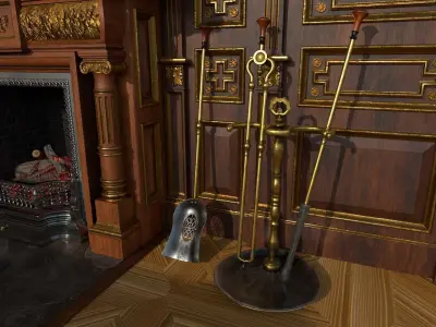 Victorian living room with fireplace 3D model