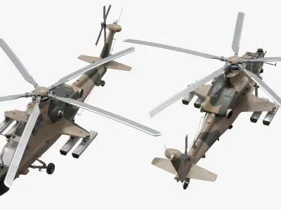  Combat Helicopter with 70mm Rocket Pods Camouflage 