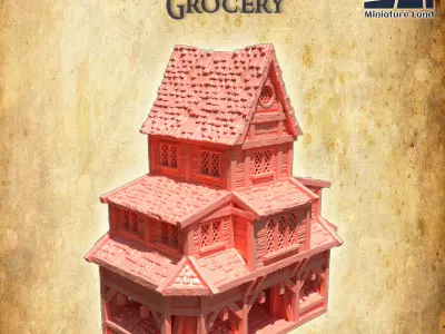 Medieval Grocery House 28 mm Tabletop Terrain 3D print model