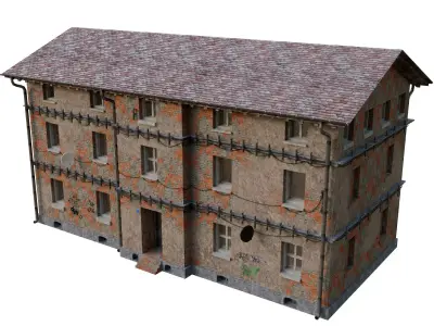Urban City building 02 Low poly two versions Low-poly 3D model