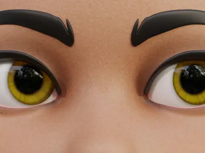 Yellow Disney-Style Cartoon Eyes Low-poly 3D model