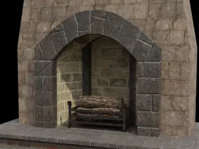 Inglenook Fireplace Low-poly 3D model