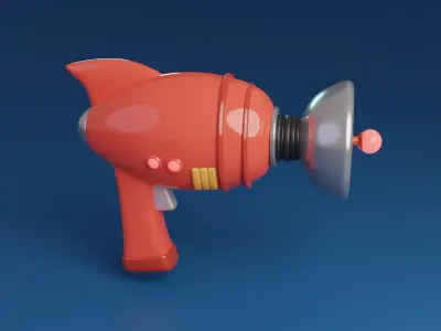 Cartoon Retro Space gun Low-poly 3D model
