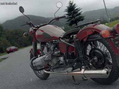  Retro Ural M70 Motorbike Maroon Rigged 