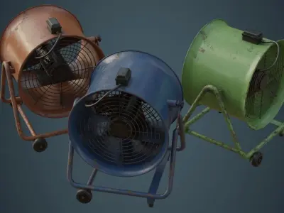 Industrial Fan 1B Low-poly 3D model