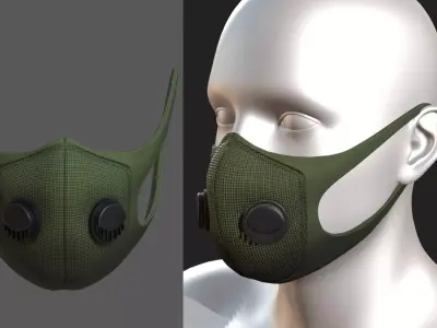 Gas mask protection fabric isolated military combat  Low-poly 3D model