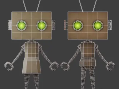 Rusty Litlle Couple Robot Low-poly 3D model