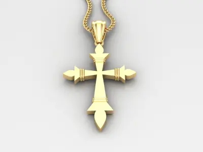 Light Gold 18K Cross Pendant 2CP064 3D print model