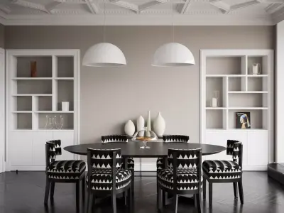 Parisian Living Room interior scene 3D model