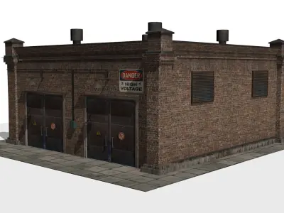 electrical substation Low-poly 3D model