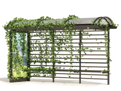 3 Bus Station with Climbing plant Low-poly 3D model