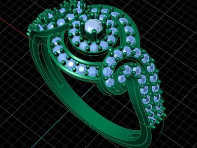 Diamond Ring for Women 3D print model 14