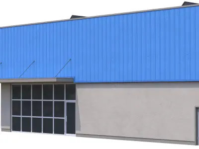 Industrial Building 16 Blue Low-poly 3D model