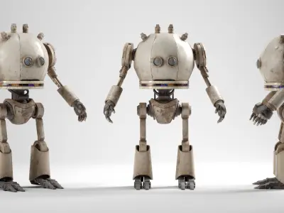 RETRO-TRON ROBOT Low-poly 3D model