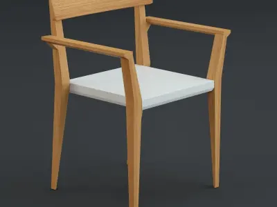 Roda Teka Dining Table and Chair 3D model