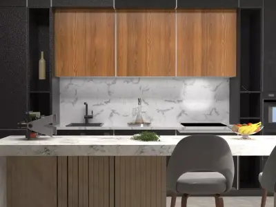 Modern Minimalist Kitchen Interior   3D model