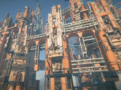 cyberpunk - Tall City Low-poly 3D model