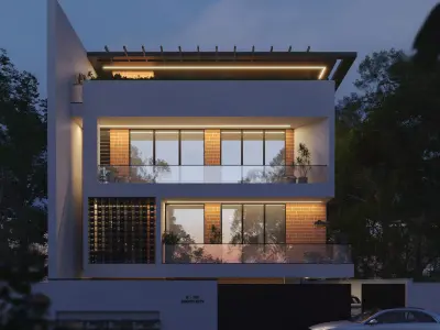 Modern residential exterior architectural visualization 3D model