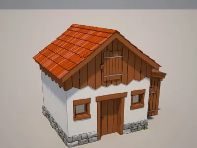 Cartoon Medieval House 07 3D model