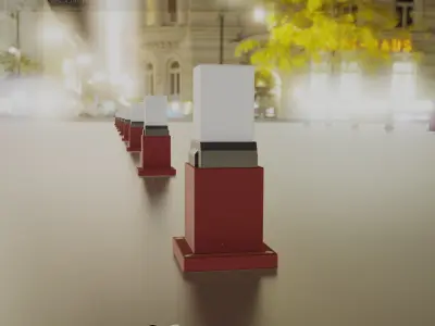 Street Light 8 Bollard 350mm Dark Red Version 3 Low-poly 3D model