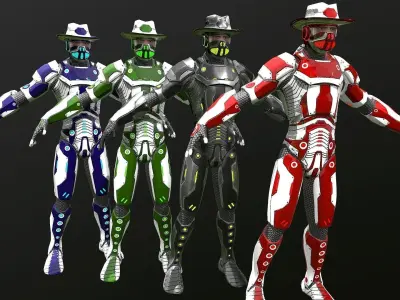 Spacecowboy Lowpoly rigged Low-poly 3D model