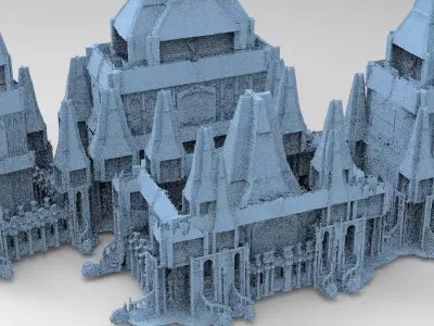 Dark Magic Fort architecture Towers Kit bash 2 3D model