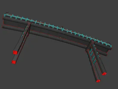 Bridge in Asian style Low-poly 3D model