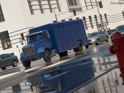  Medium Duty Box Truck 4x2 Blue Rigged for Maya 