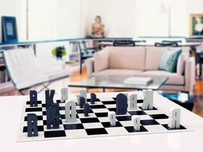 Typographic Chess 3D model