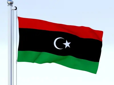 Animated Libya Flag Low-poly 3D model