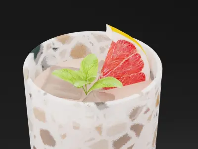 Grapefruit Cocktail Low-poly 3D model