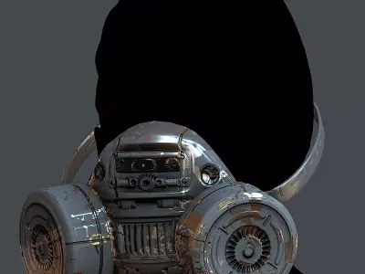 Gas mask helmet 3d model scifi Low-poly Low-poly 3D model 12