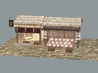 Japanese Fish Shop Sited Low-poly 3d Model Low-poly 3D model