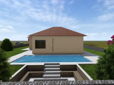 Modern Single-Story Villa Exterior  Architectural 3D Model 3D model