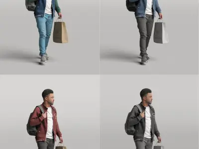 Humano Casual man walking and shopping 0407 3D model
