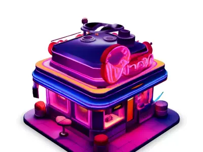 Retro DriveIn Diner LowPoly 3D Model Low-poly 3D model